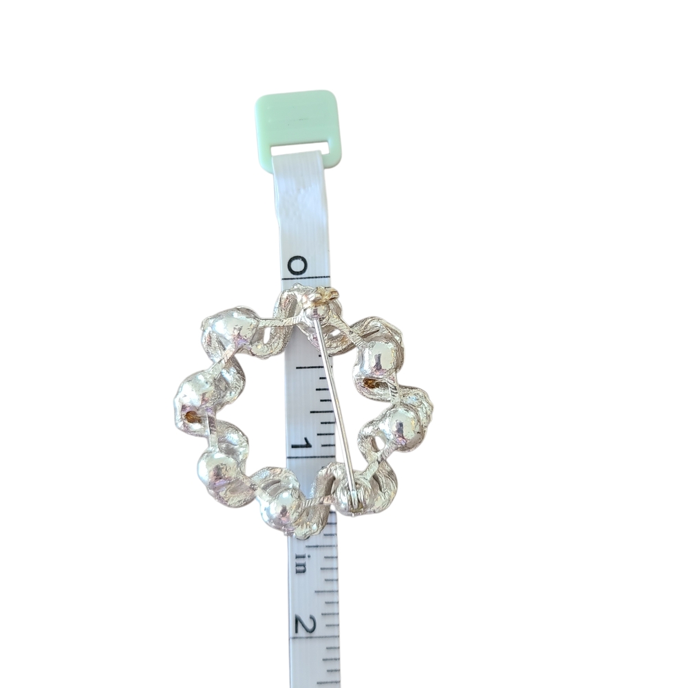 AB Rhinestone Brooch Pin, Silver Toned - Picture 3 of 3